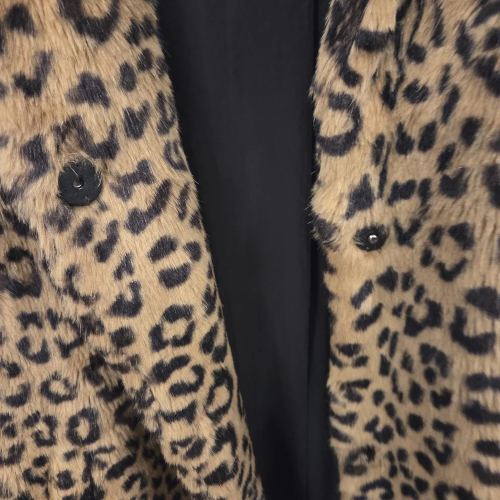 ZARA Leopard Print Faux Fur Coat Women's - Picture 3 of 5